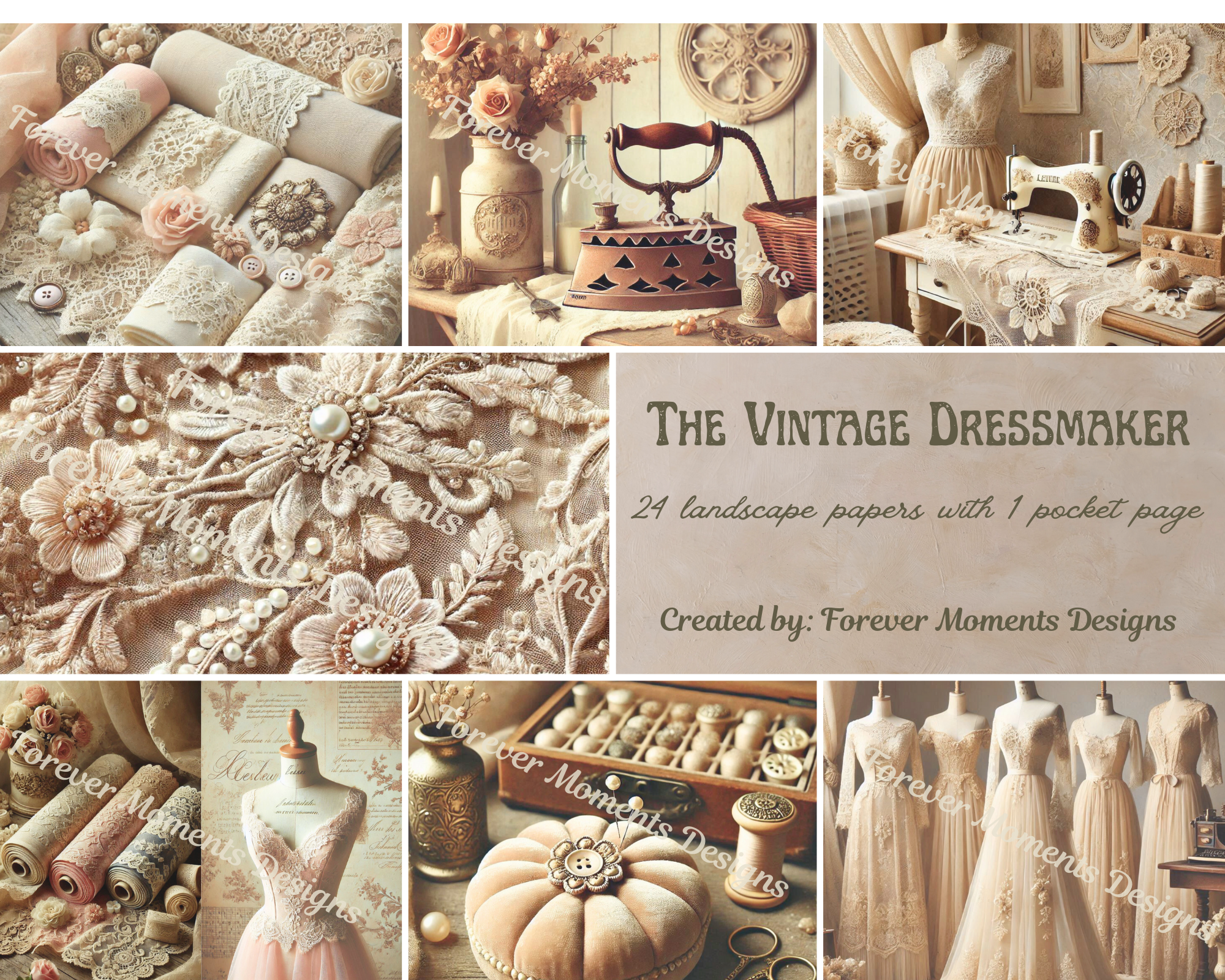 The Vintage Dressmaker landscape digital paper