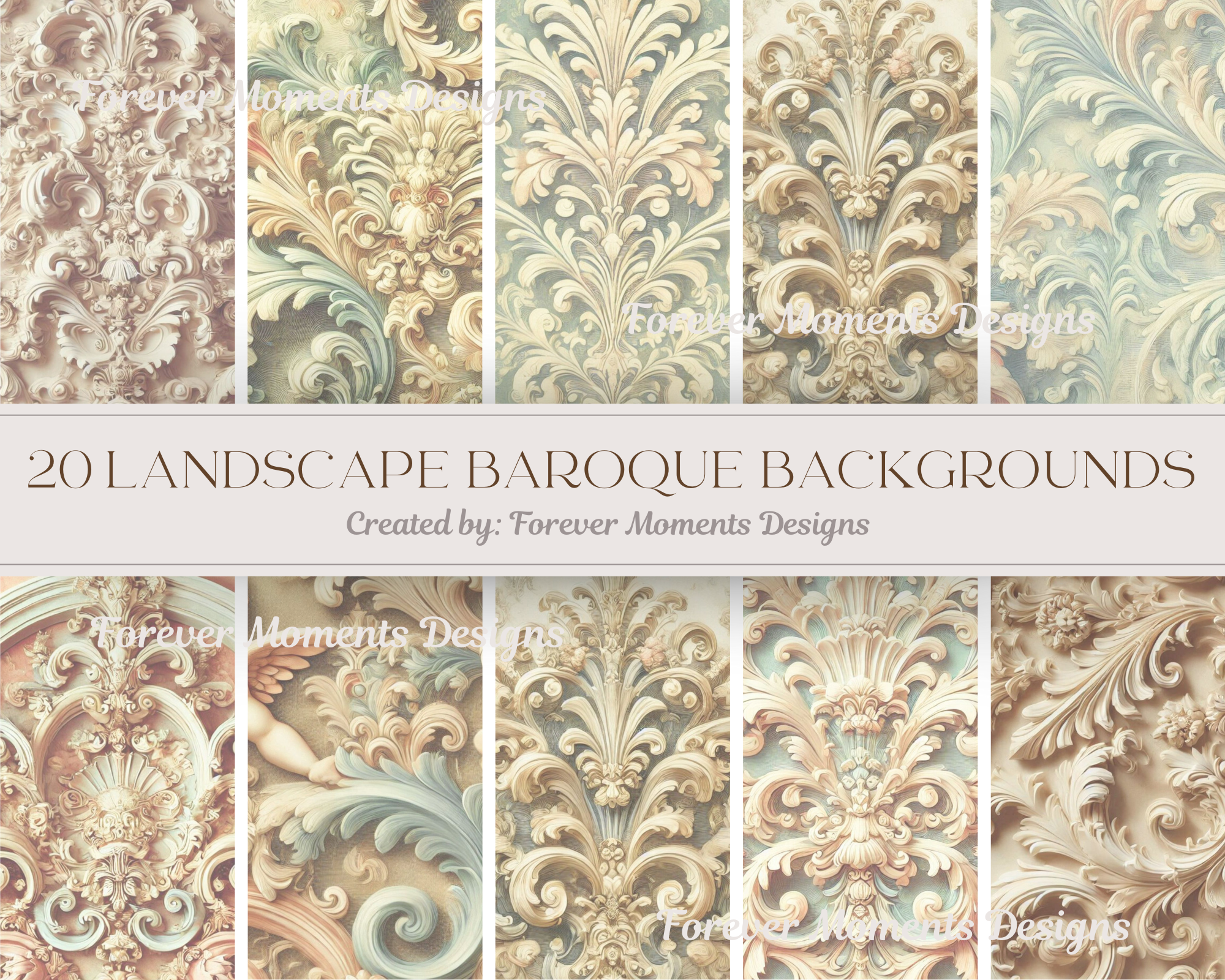 20 Baroque Backgrounds Paper Collection ( landscape)