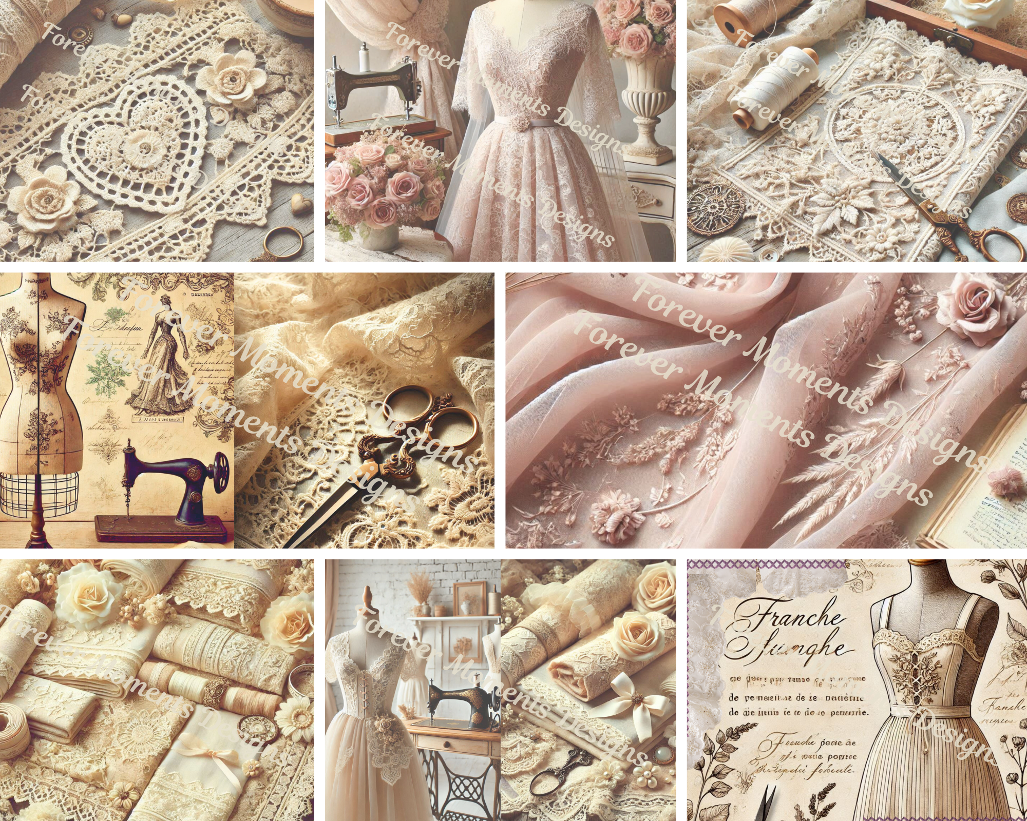 The Vintage Dressmaker landscape digital paper