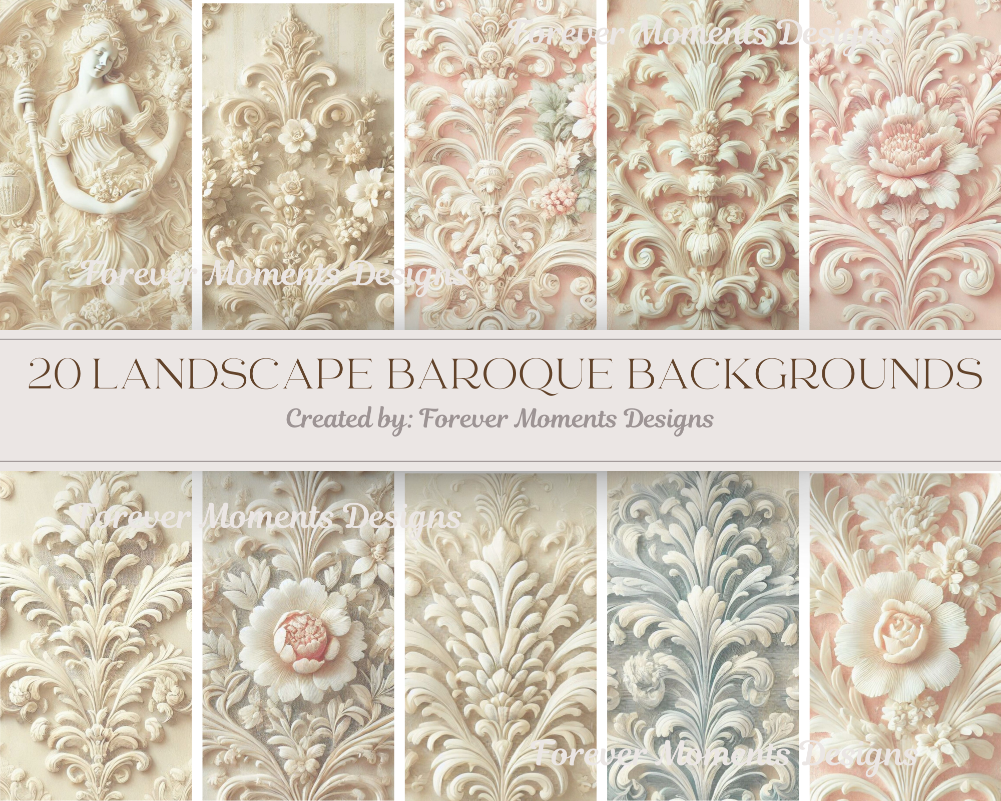 20 Baroque Backgrounds Paper Collection ( landscape)