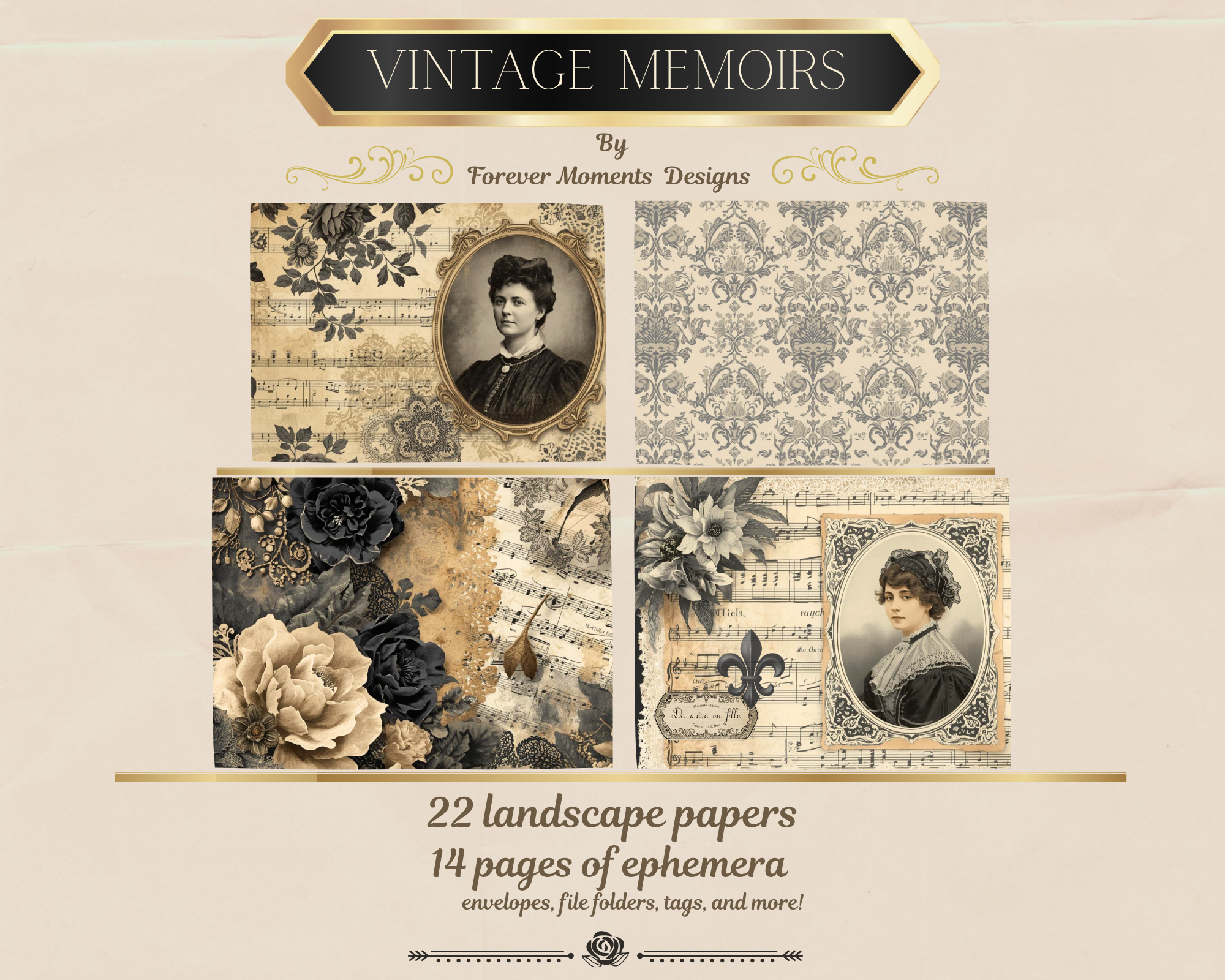 Vintage Memoirs Junk Journal  Kit
