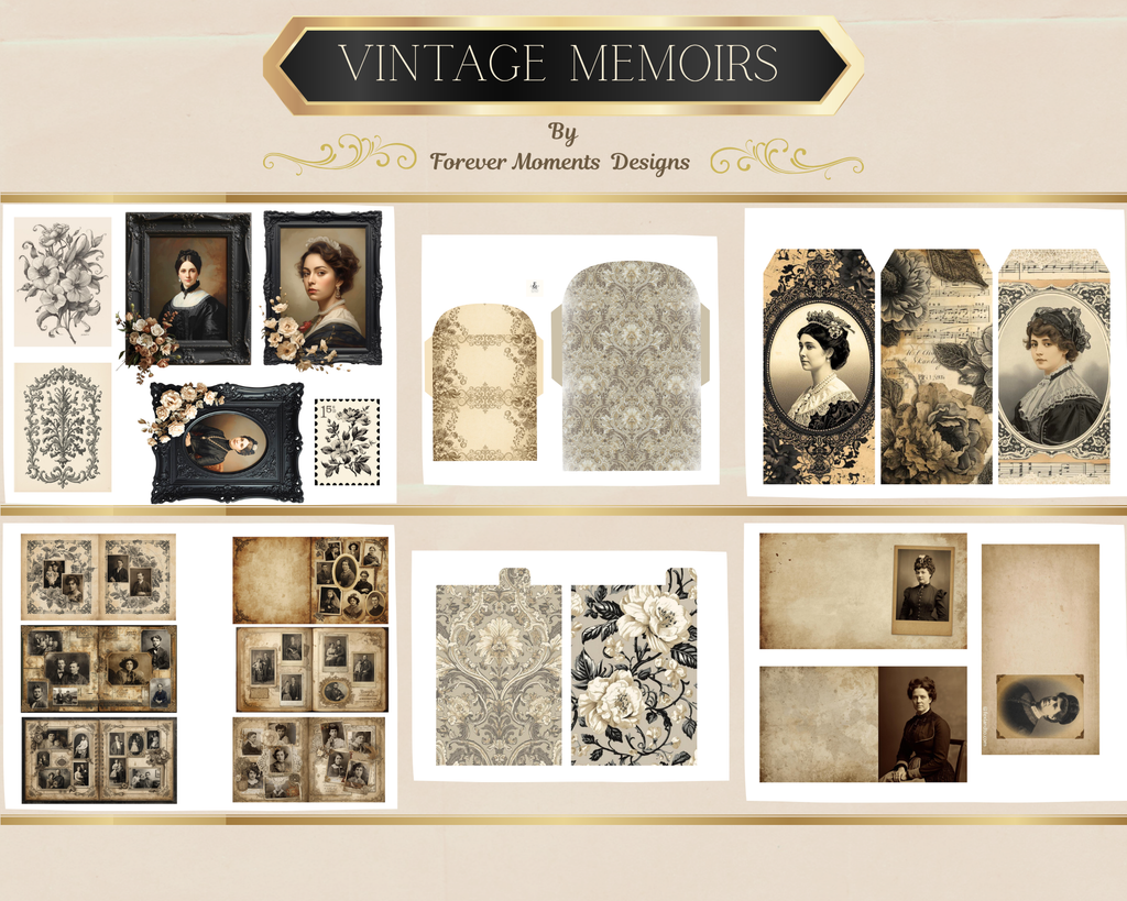 Vintage Memoirs Junk Journal  Kit