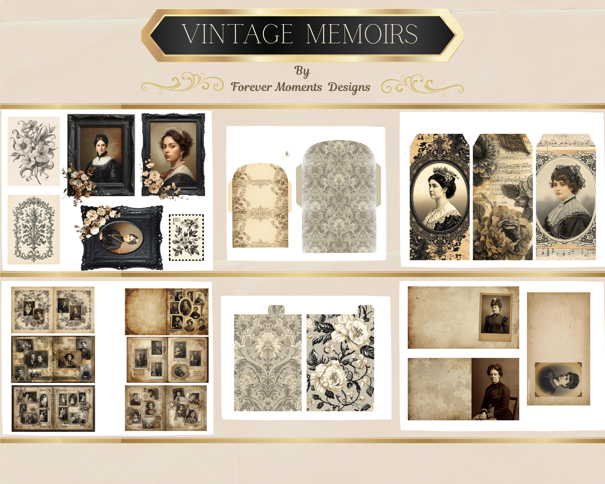 Vintage Memoirs Junk Journal  Kit